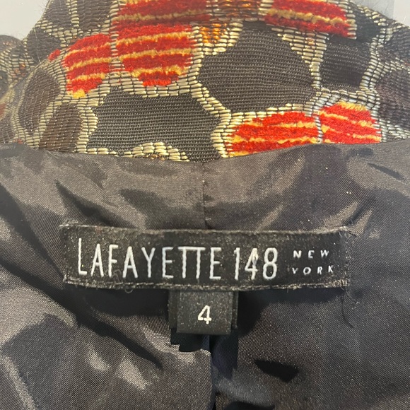 Lafayette 148 Printed Blazer Jacket Floral Abstract Brown Size 4 Small - Picture 5 of 10